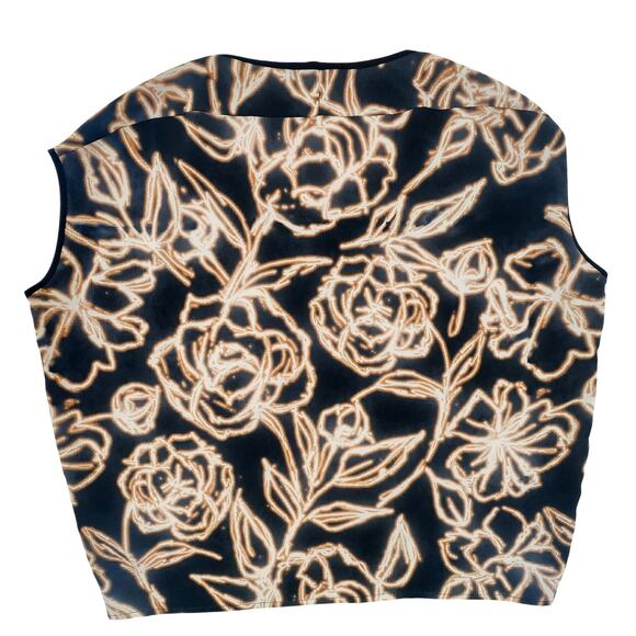 Gary Graham 422 Cocoon Top Short Sleeves Blouse Scoop Neck Black Floral Small - Picture 2 of 9